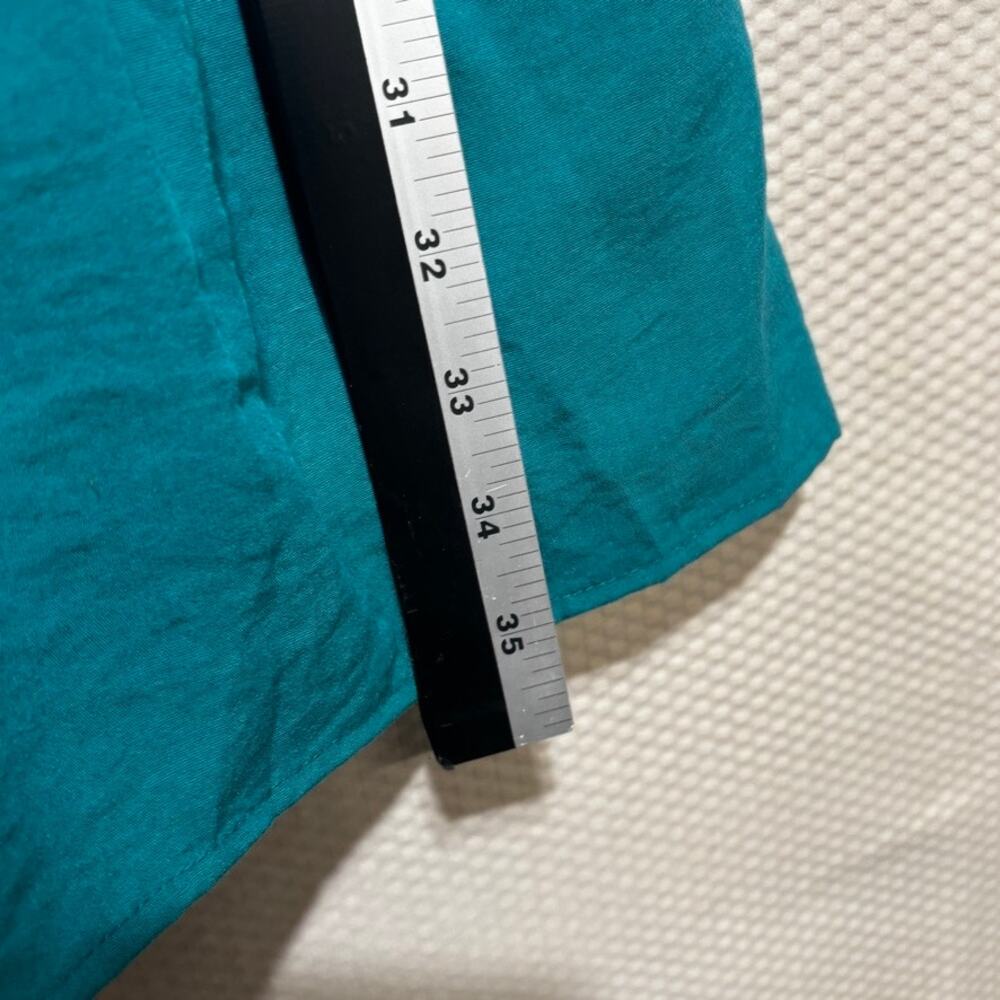 Entro Teal Green Ruffle Mini Dress Medium Flutter Sleeve Smocked Tiered Boho - Picture 8 of 10